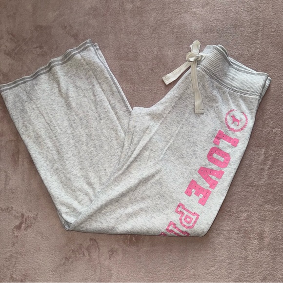 PINK Victoria's Secret Pants - VTG Y2K pink victorias secret wide-leg sweatpants size L/Long 33